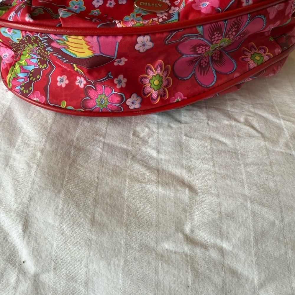 Oilily Red Floral Handbag with Removable Strap - Picture 9 of 10